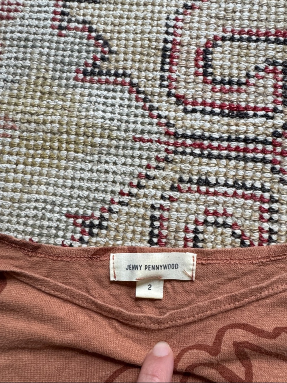 Abstract Print Rust Top - Picture 2 of 3